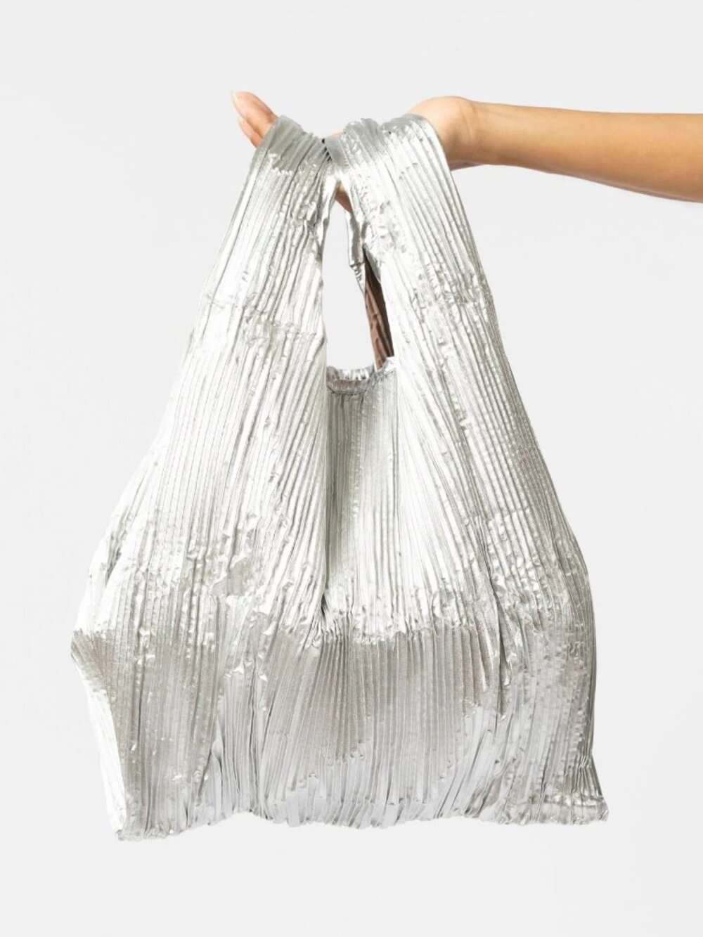 NWT Pleated Baggu - Chrome Metallic